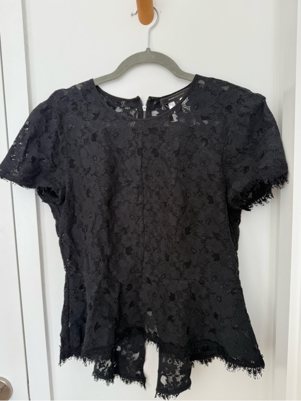 Women's BCBG Black Lace Short Sleeve Top